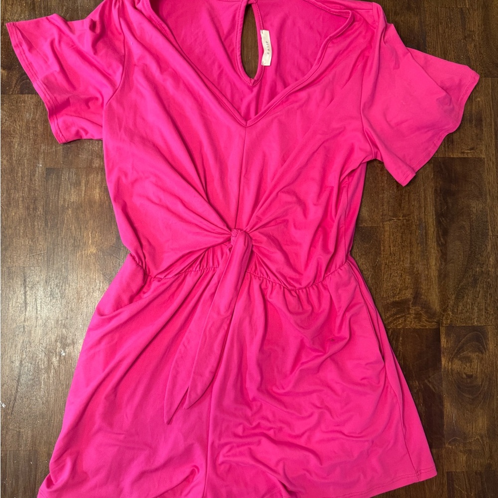 Entro Pink Tie-Front Romper
